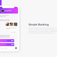 a landing page displaying a mobile app with chat, image sharing, and billing features